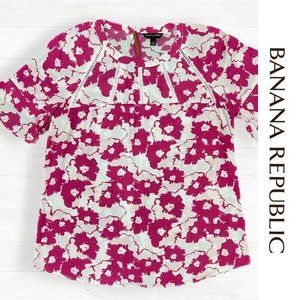 NWOT | Banana Republic Floral Print Short Sleeve Blouse | Size Medium